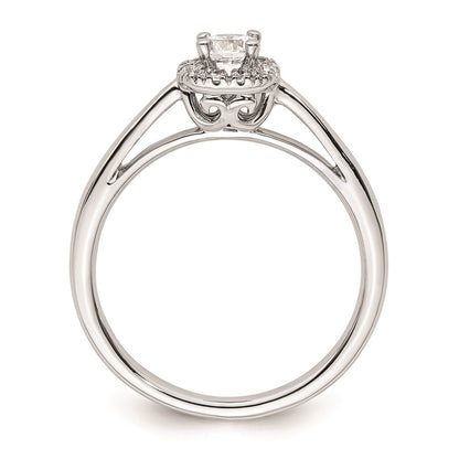 0.25ct. CZ Solid Real 14K White Gold Round Halo Engagement Ring