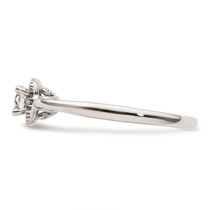 0.25ct. CZ Solid Real 14K White Gold Round Halo Engagement Ring
