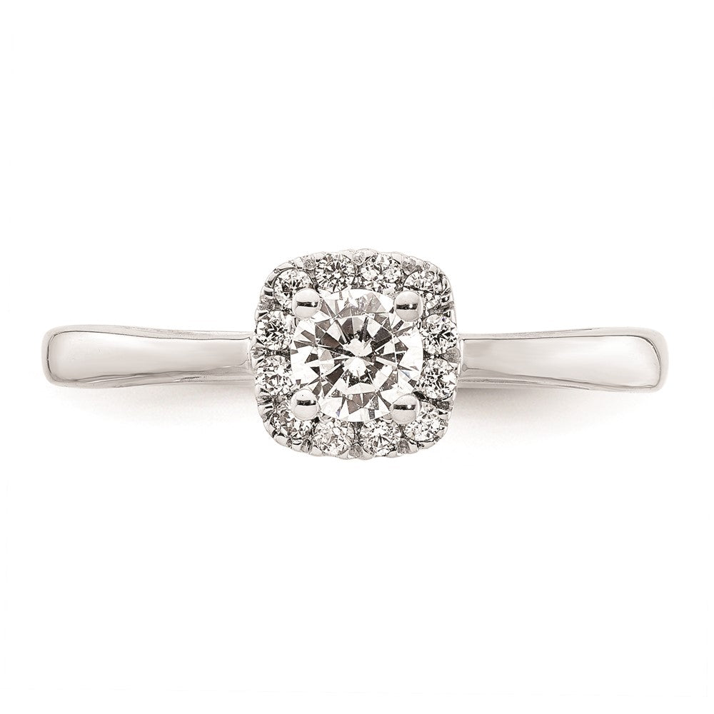 0.25ct. CZ Solid Real 14K White Gold Round Halo Engagement Ring