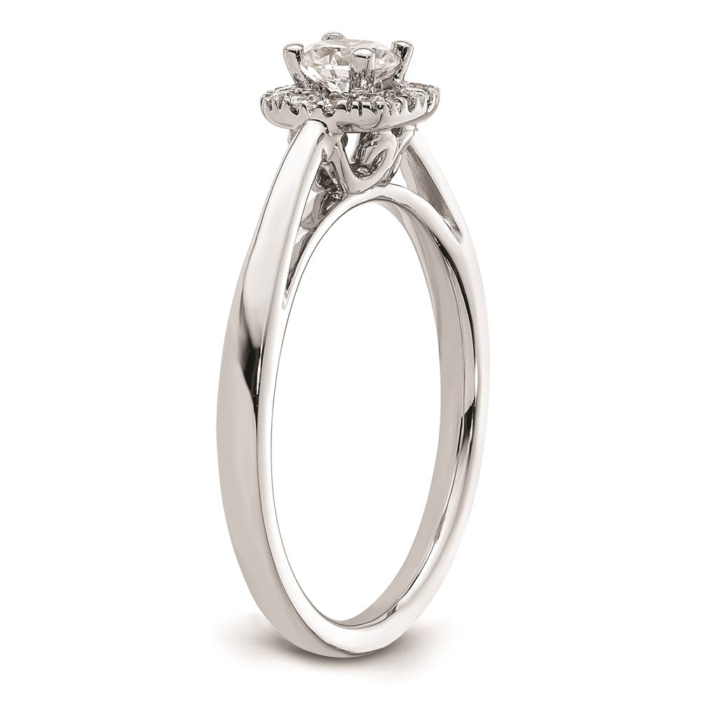 0.25ct. CZ Solid Real 14K White Gold Round Halo Engagement Ring