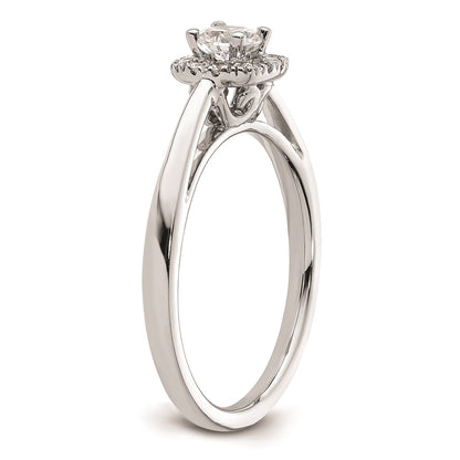 0.25ct. CZ Solid Real 14K White Gold Round Halo Engagement Ring