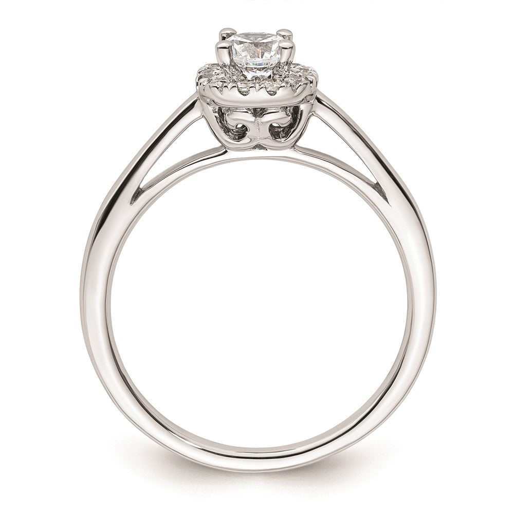 0.38ct. CZ Solid Real 14K White Gold Round Halo Engagement Ring