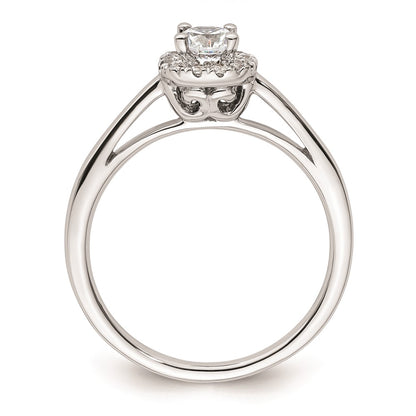 0.38ct. CZ Solid Real 14K White Gold Round Halo Engagement Ring