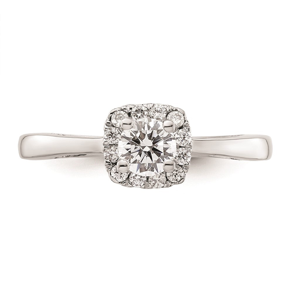 0.38ct. CZ Solid Real 14K White Gold Round Halo Engagement Ring