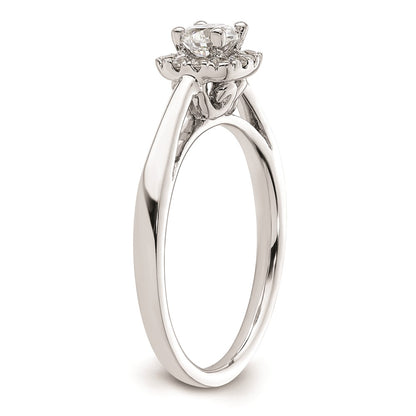0.38ct. CZ Solid Real 14K White Gold Round Halo Engagement Ring