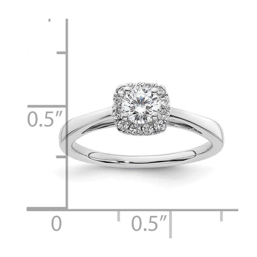 0.38ct. CZ Solid Real 14K White Gold Round Halo Engagement Ring