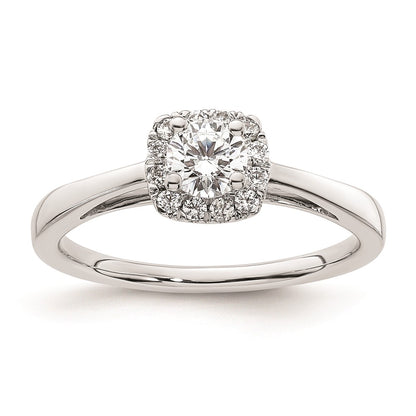 0.38ct. CZ Solid Real 14K White Gold Round Halo Engagement Ring