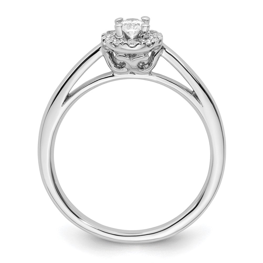 0.25ct. CZ Solid Real 14K White Gold Oval Halo Engagement Ring