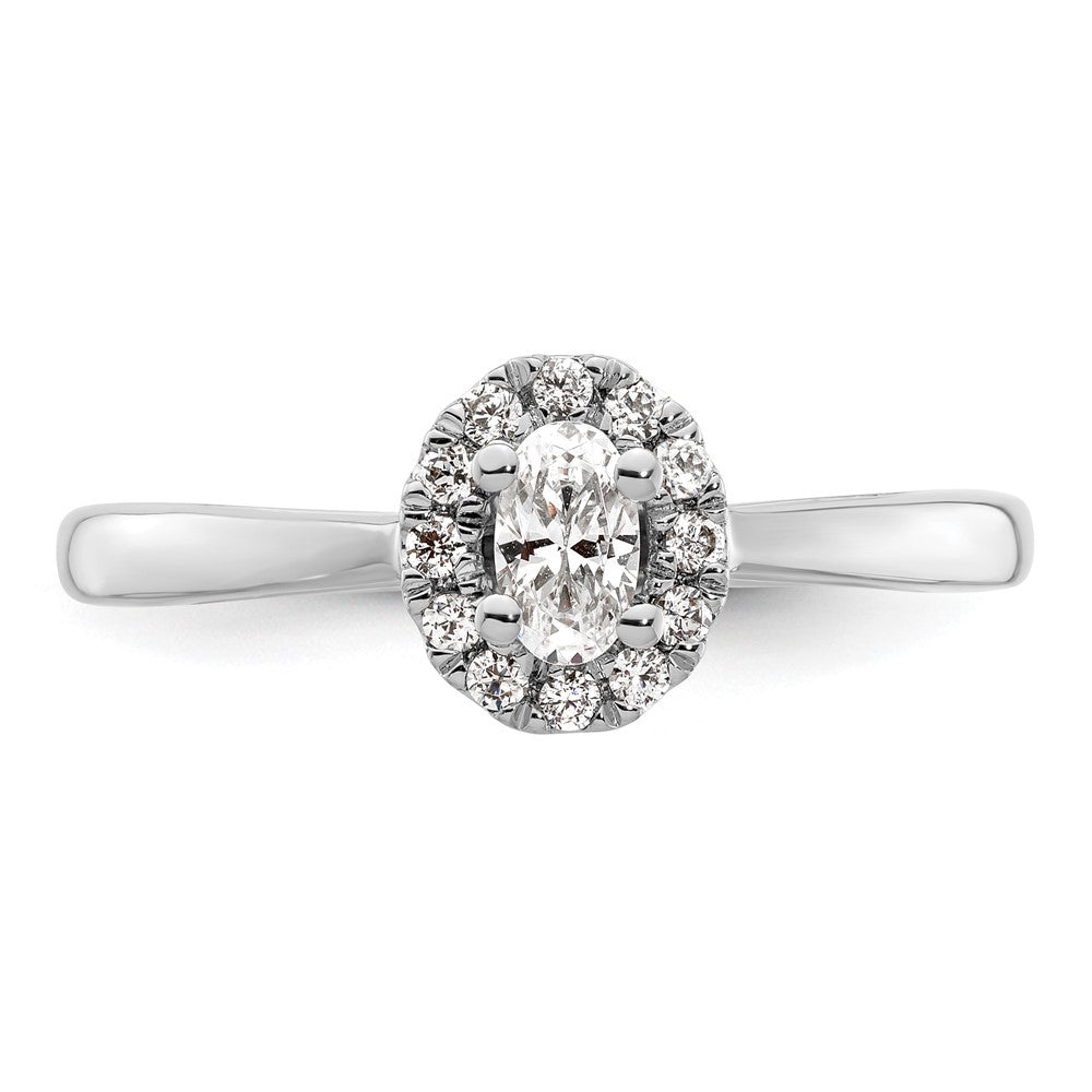 0.25ct. CZ Solid Real 14K White Gold Oval Halo Engagement Ring