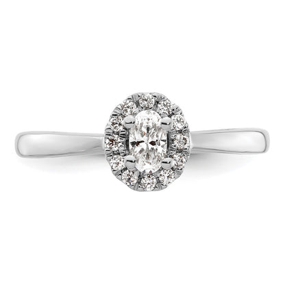 0.25ct. CZ Solid Real 14K White Gold Oval Halo Engagement Ring