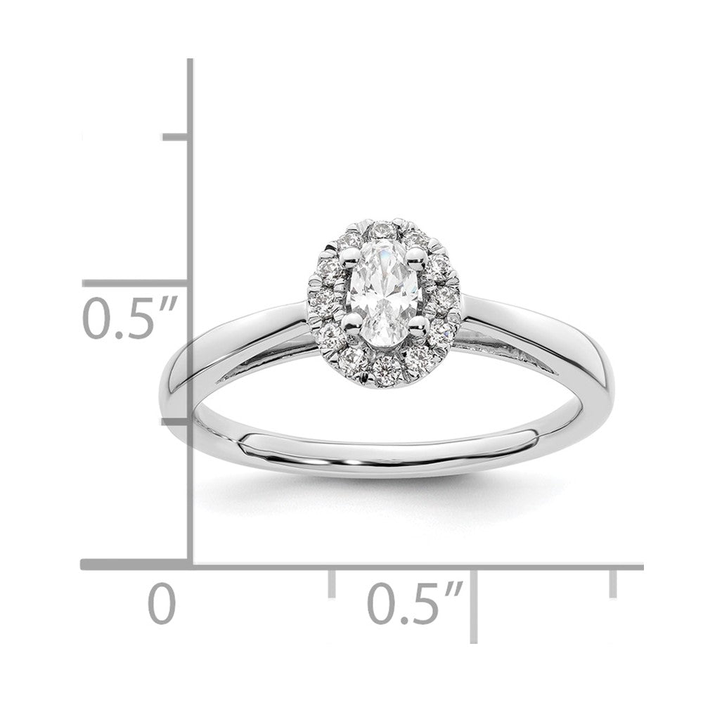 0.25ct. CZ Solid Real 14K White Gold Oval Halo Engagement Ring