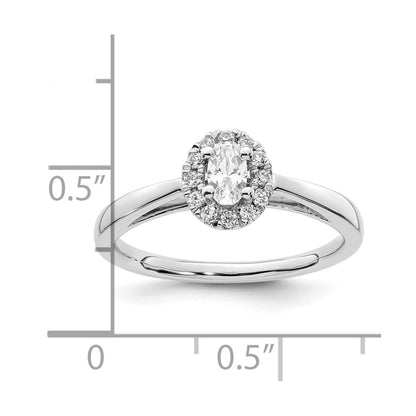 0.25ct. CZ Solid Real 14K White Gold Oval Halo Engagement Ring
