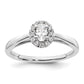 0.25ct. CZ Solid Real 14K White Gold Oval Halo Engagement Ring