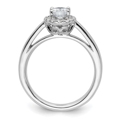 0.50ct. CZ Solid Real 14K White Gold Oval Halo Engagement Ring