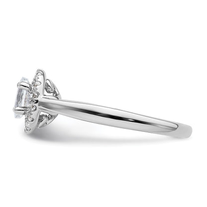 0.50ct. CZ Solid Real 14K White Gold Oval Halo Engagement Ring