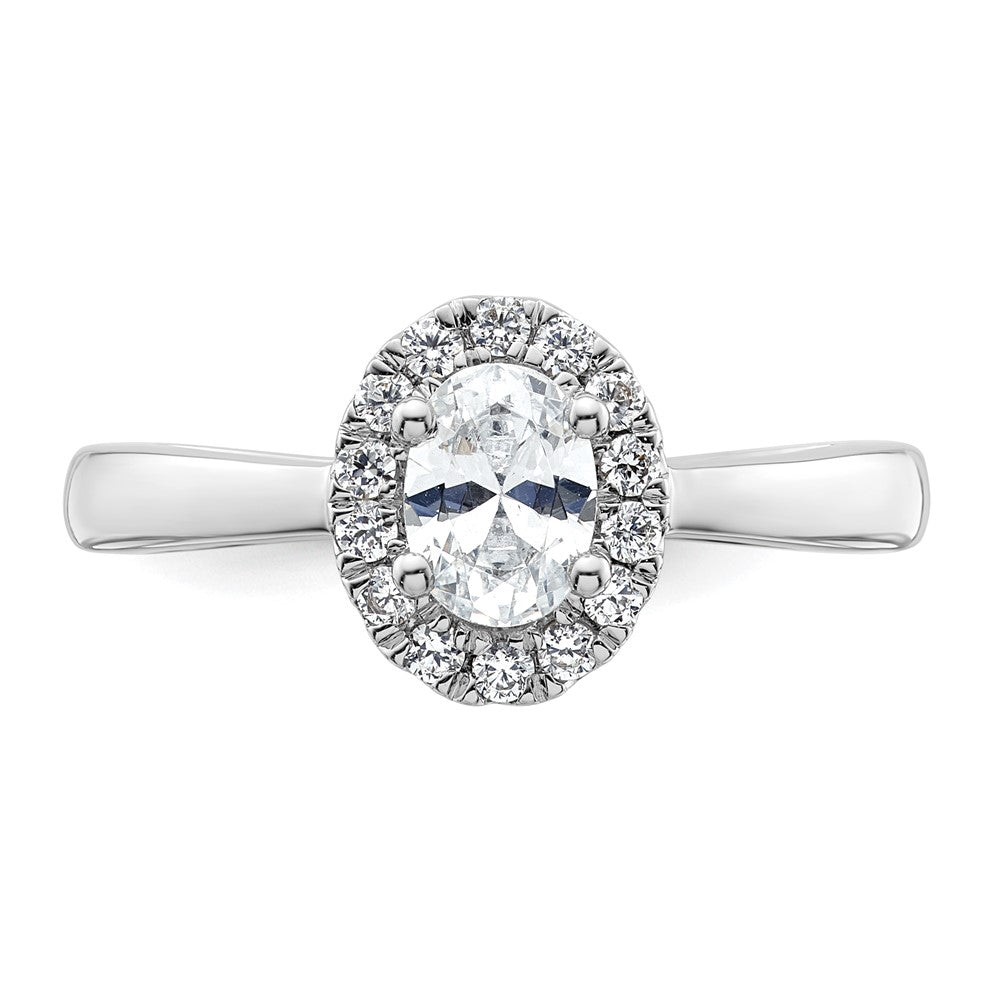 0.50ct. CZ Solid Real 14K White Gold Oval Halo Engagement Ring
