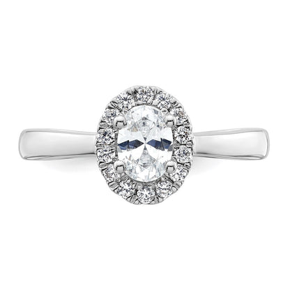 0.50ct. CZ Solid Real 14K White Gold Oval Halo Engagement Ring