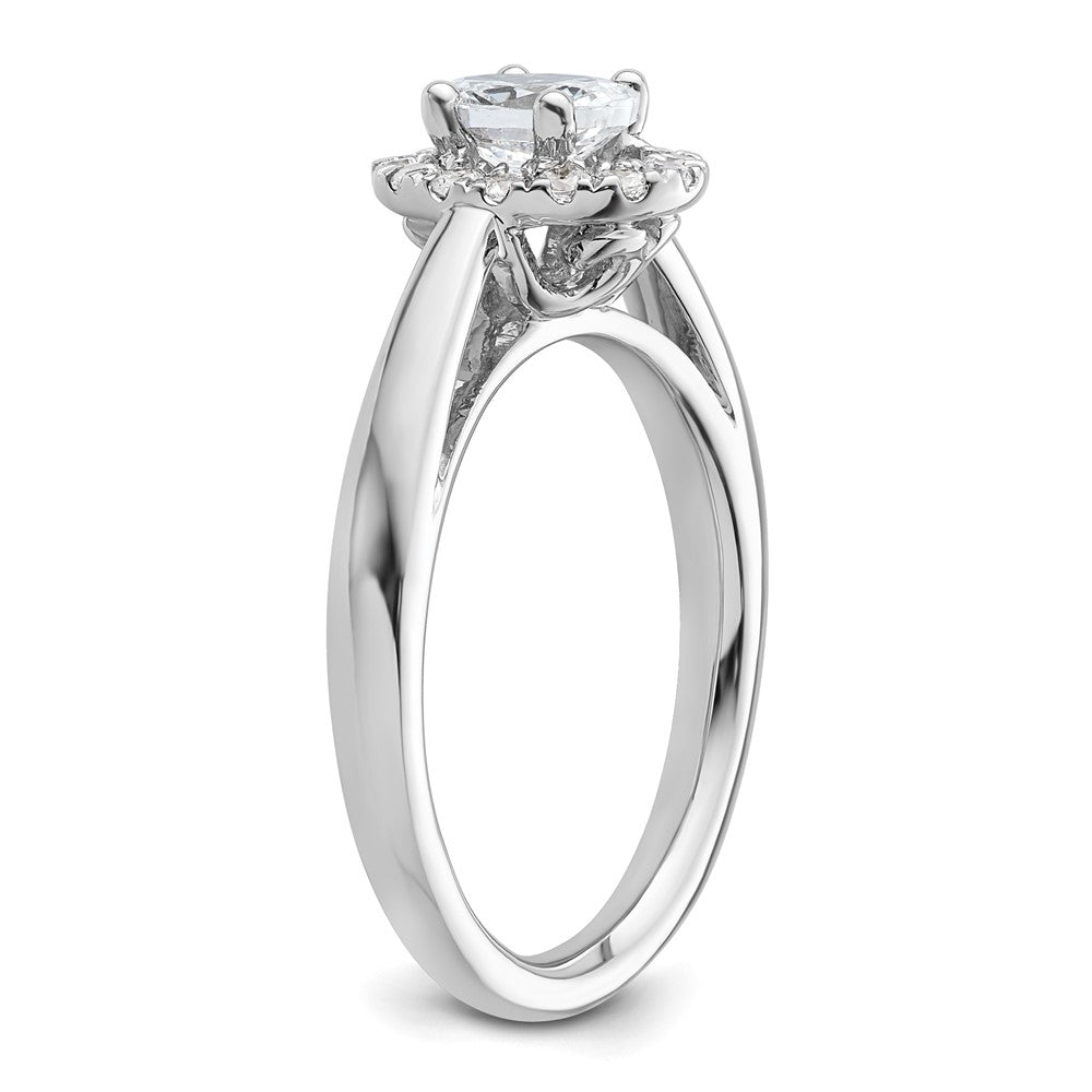 0.50ct. CZ Solid Real 14K White Gold Oval Halo Engagement Ring