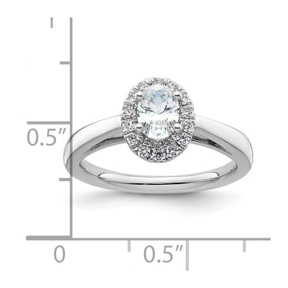 0.50ct. CZ Solid Real 14K White Gold Oval Halo Engagement Ring