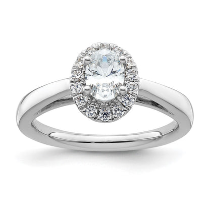 0.50ct. CZ Solid Real 14K White Gold Oval Halo Engagement Ring