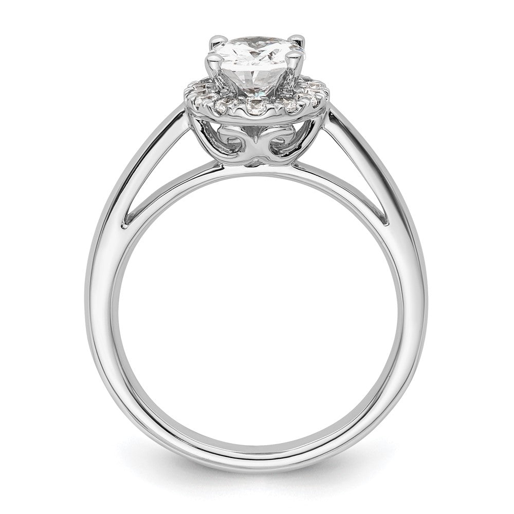 0.75ct. CZ Solid Real 14K White Gold Oval Halo Engagement Ring