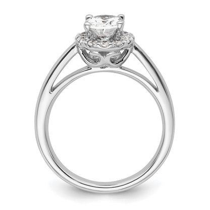 0.75ct. CZ Solid Real 14K White Gold Oval Halo Engagement Ring