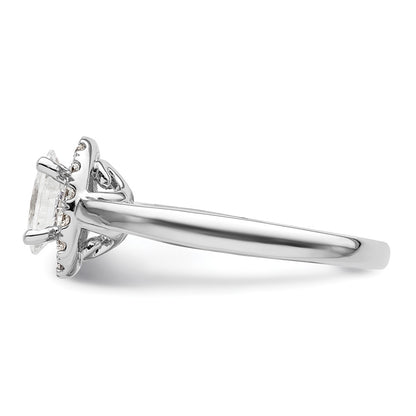 0.75ct. CZ Solid Real 14K White Gold Oval Halo Engagement Ring