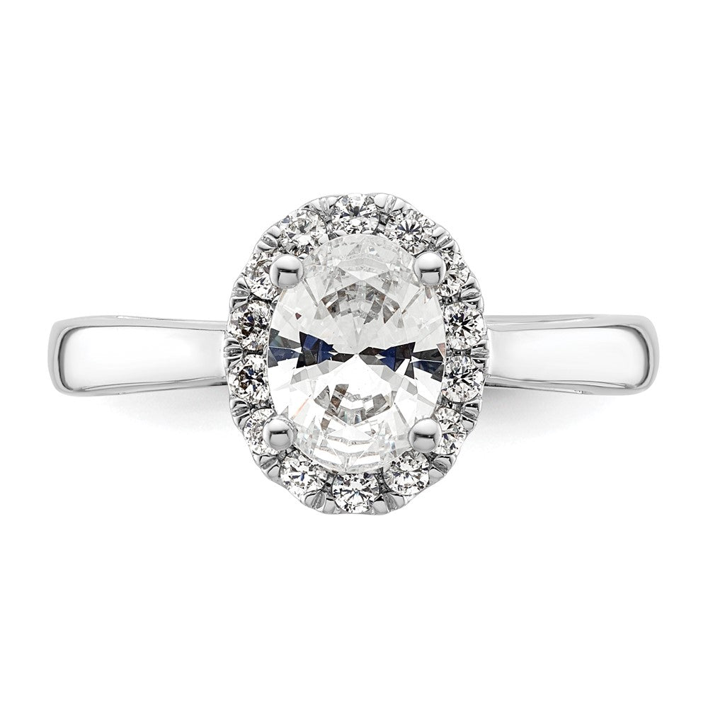 0.75ct. CZ Solid Real 14K White Gold Oval Halo Engagement Ring