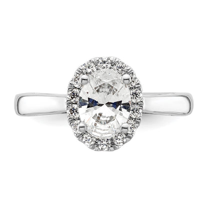 0.75ct. CZ Solid Real 14K White Gold Oval Halo Engagement Ring