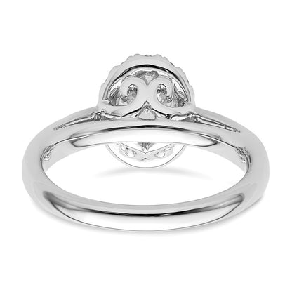 0.75ct. CZ Solid Real 14K White Gold Oval Halo Engagement Ring