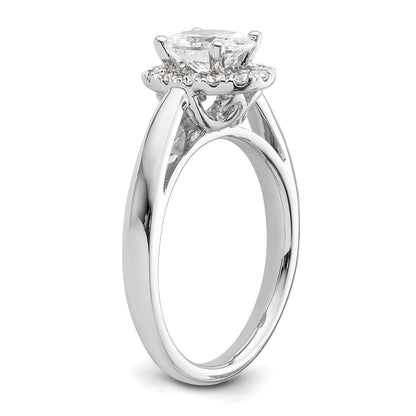 0.75ct. CZ Solid Real 14K White Gold Oval Halo Engagement Ring
