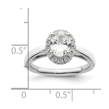 0.75ct. CZ Solid Real 14K White Gold Oval Halo Engagement Ring
