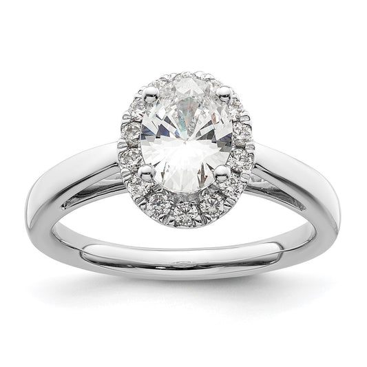 0.75ct. CZ Solid Real 14K White Gold Oval Halo Engagement Ring