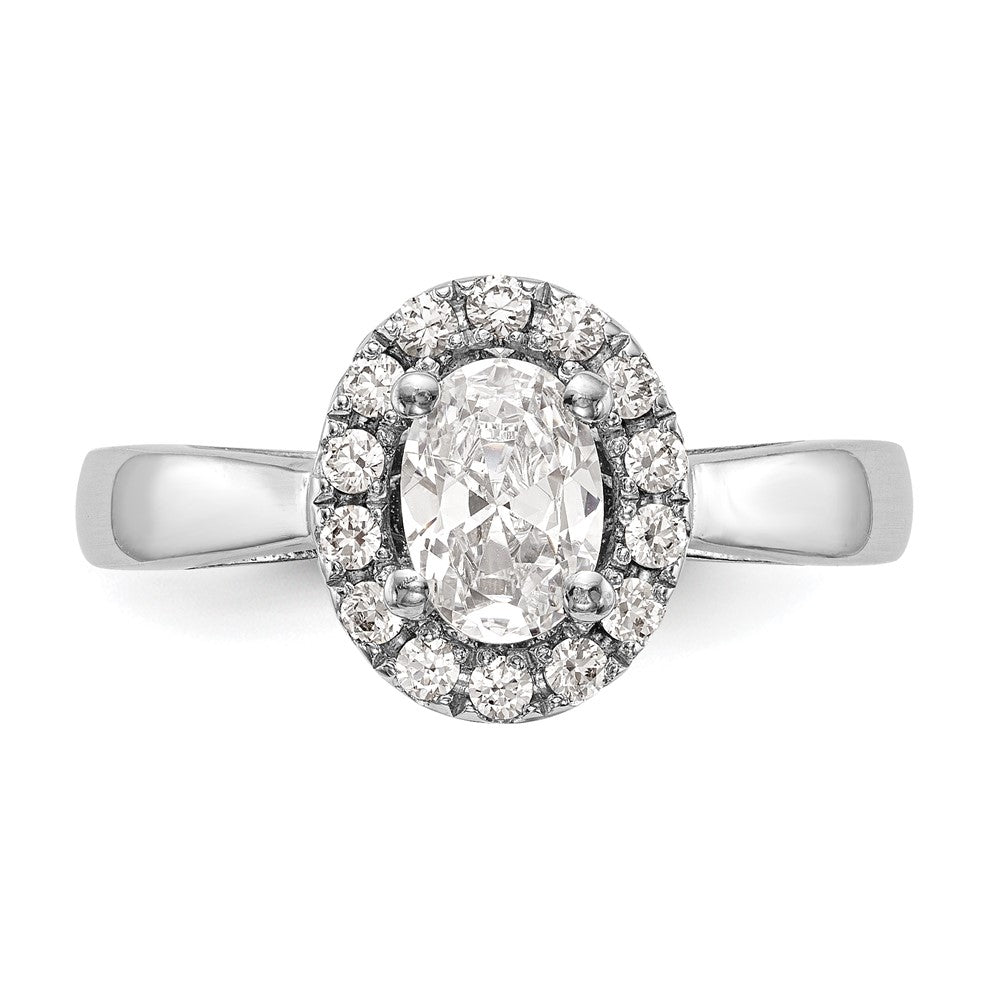 1.00ct. CZ Solid Real 14K White Gold Oval Halo Engagement Ring