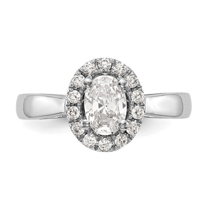 1.00ct. CZ Solid Real 14K White Gold Oval Halo Engagement Ring