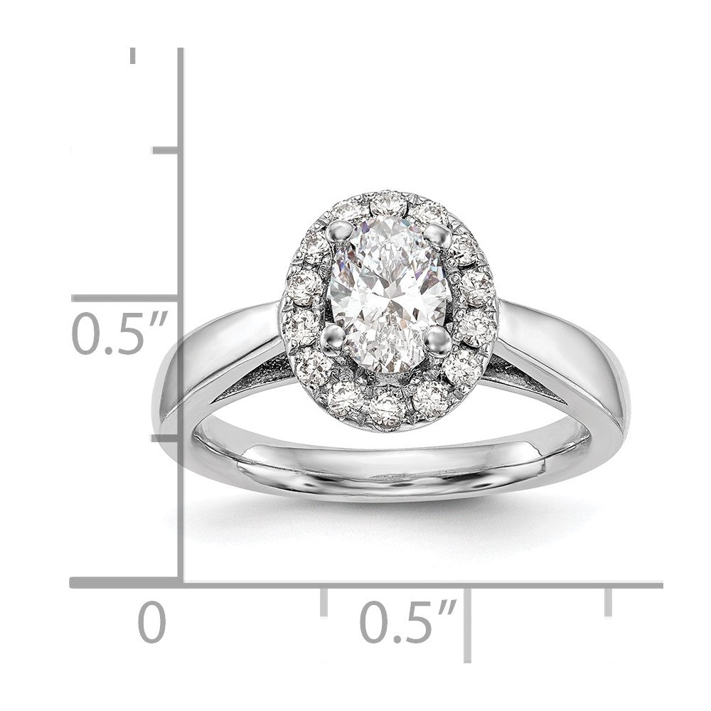 1.00ct. CZ Solid Real 14K White Gold Oval Halo Engagement Ring
