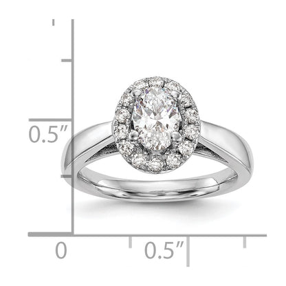 1.00ct. CZ Solid Real 14K White Gold Oval Halo Engagement Ring