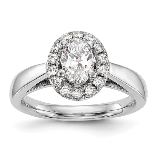 1.00ct. CZ Solid Real 14K White Gold Oval Halo Engagement Ring
