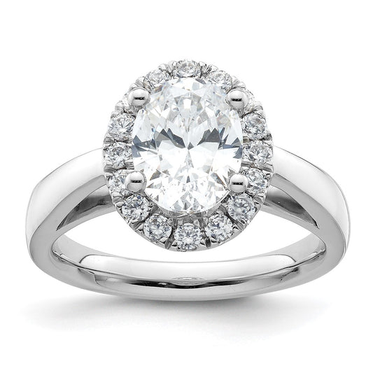 1.50ct. CZ Solid Real 14K White Gold Oval Halo Engagement Ring