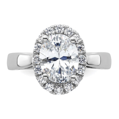 2.00ct. CZ Solid Real 14K White Gold Oval Halo Engagement Ring