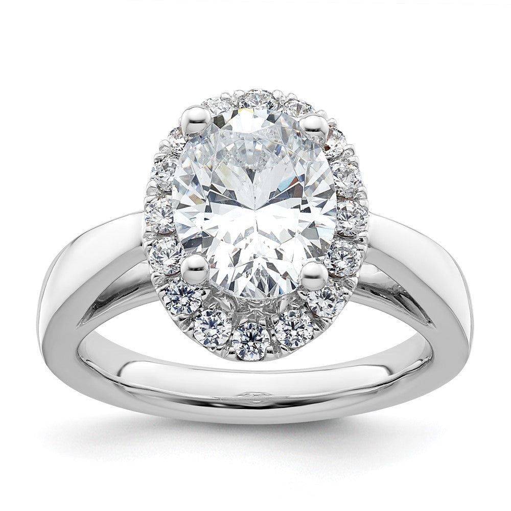 2.00ct. CZ Solid Real 14K White Gold Oval Halo Engagement Ring
