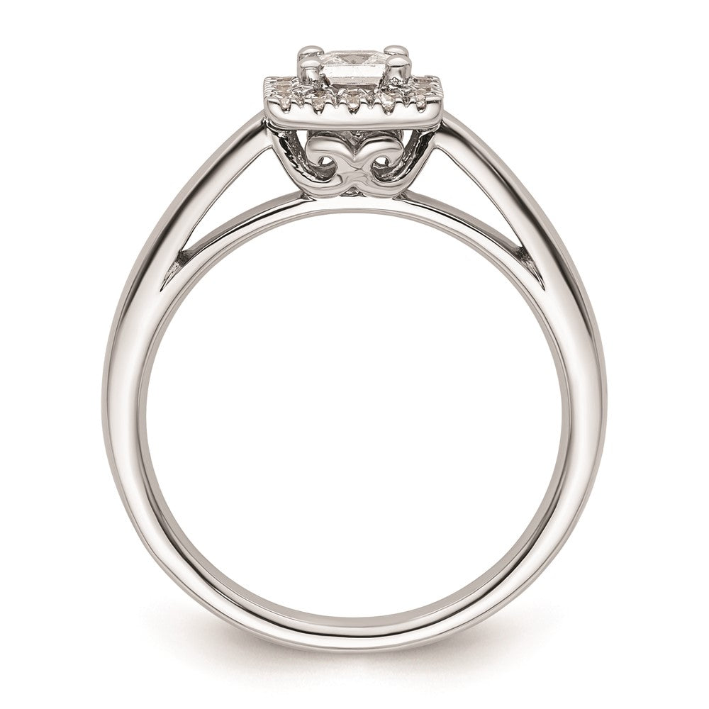 0.33ct. CZ Solid Real 14K White Gold Princess Halo Engagement Ring
