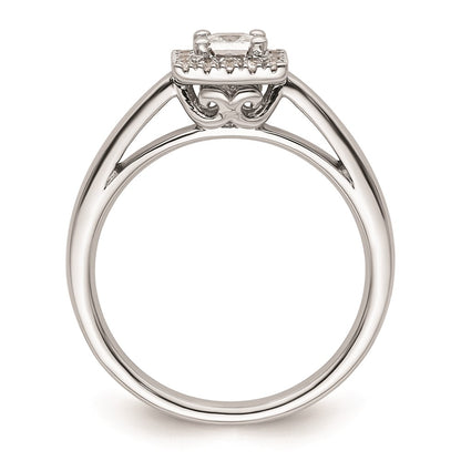 0.33ct. CZ Solid Real 14K White Gold Princess Halo Engagement Ring