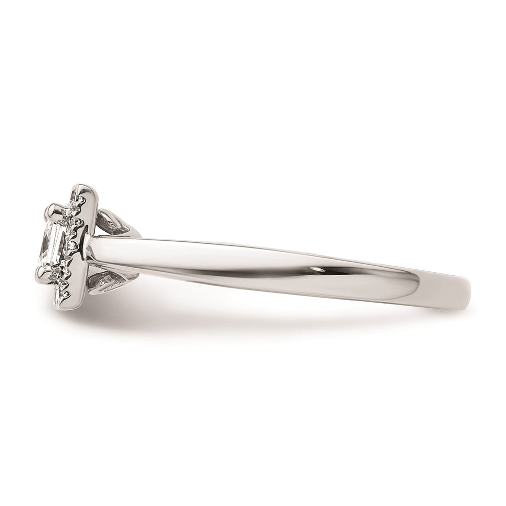 0.33ct. CZ Solid Real 14K White Gold Princess Halo Engagement Ring