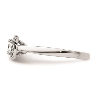 0.33ct. CZ Solid Real 14K White Gold Princess Halo Engagement Ring