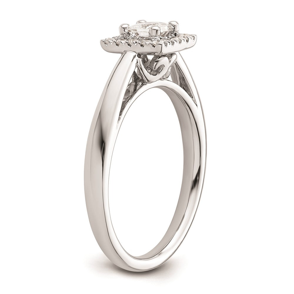 0.33ct. CZ Solid Real 14K White Gold Princess Halo Engagement Ring