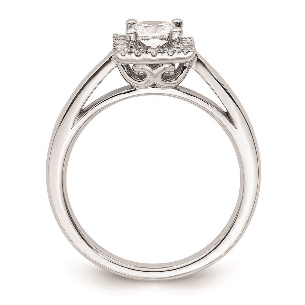 0.50ct. CZ Solid Real 14K White Gold Princess Halo Engagement Ring