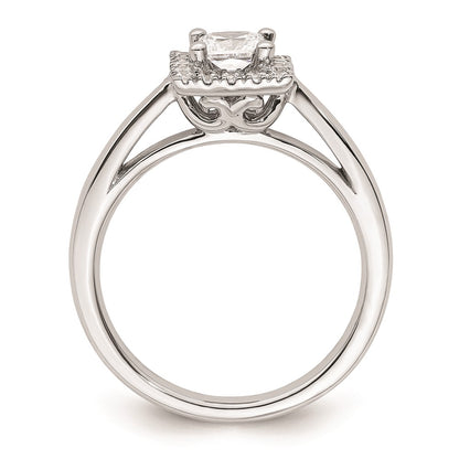 0.50ct. CZ Solid Real 14K White Gold Princess Halo Engagement Ring