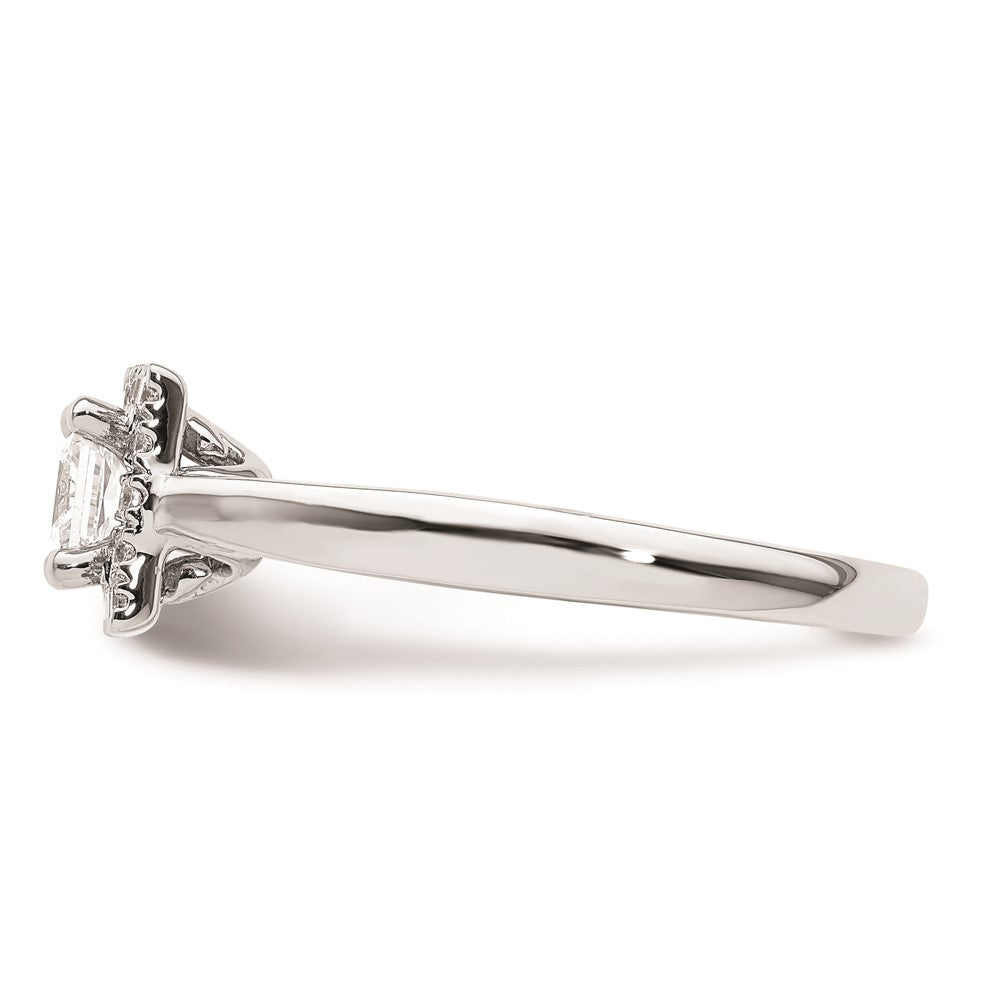 0.50ct. CZ Solid Real 14K White Gold Princess Halo Engagement Ring