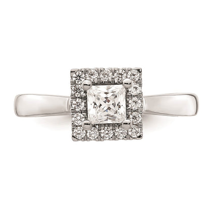 0.50ct. CZ Solid Real 14K White Gold Princess Halo Engagement Ring